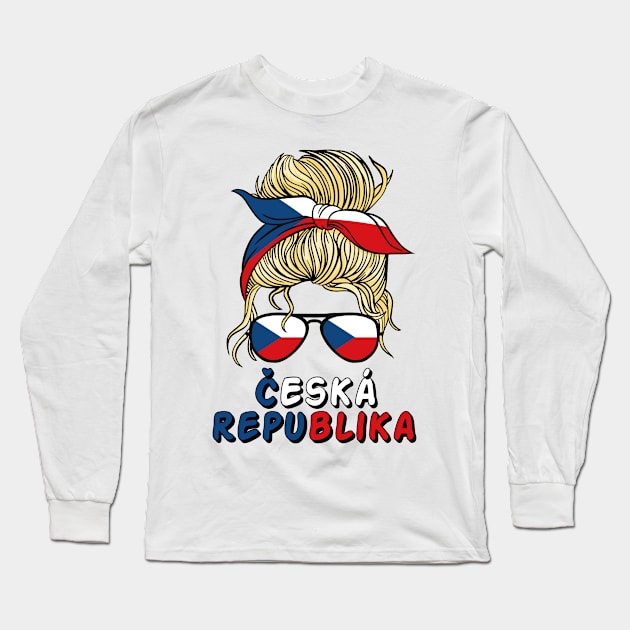 Ceska Czech Republic Flag Girls Czech Girl Kids Long Sleeve T-Shirt by qwertydesigns